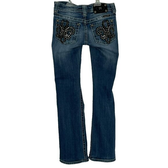 Miss Me Jeans Boot Cut JP6048B sz 27 Low Rise Whiskered Western - Picture 3 of 16